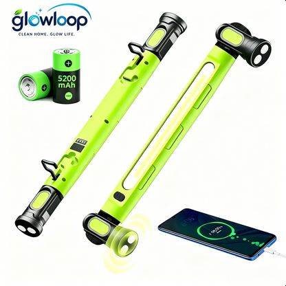 【FathersDayGift】Glowlop Under Hood Work Light Bar, 3000LM LED Magnetic Light Bar with Hooks, 5200mAh Cordless Rechargeable Hood Light-918