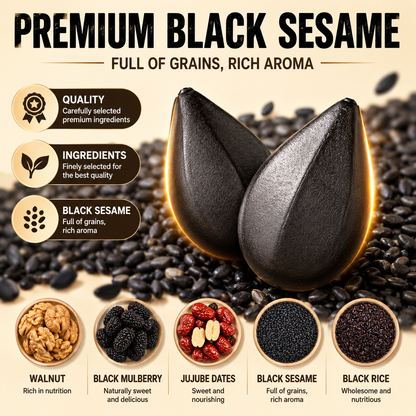 Intangible Heritage 5-Treasure Black Sesame Balls – Nine-Steamed & Nine-Sun-Dried Traditional Craft & Repair Damaged Hair&Promote Sleep-918