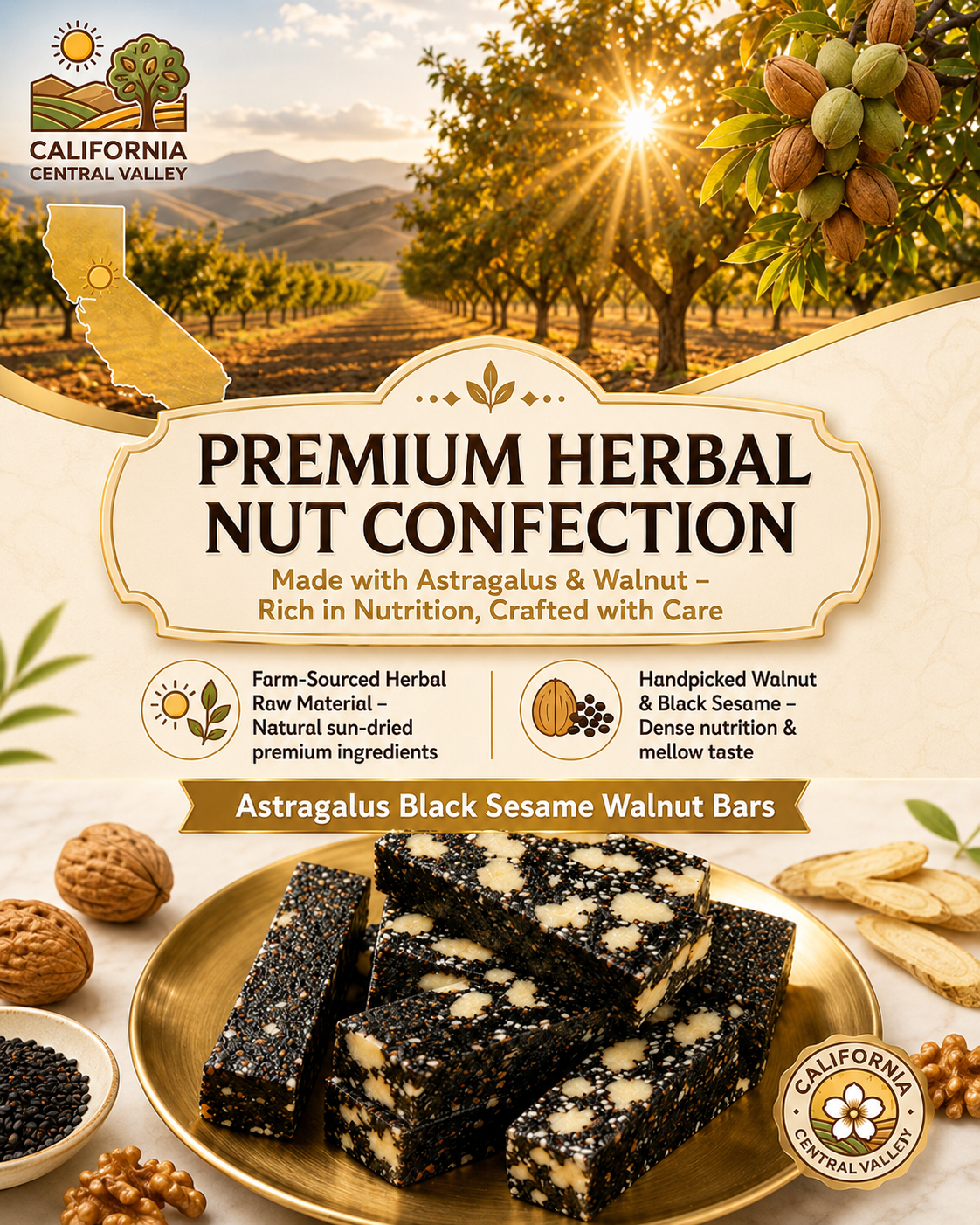 Sesame Herbal Cake ‖ Low Sugar Soft Energy Snack-A
