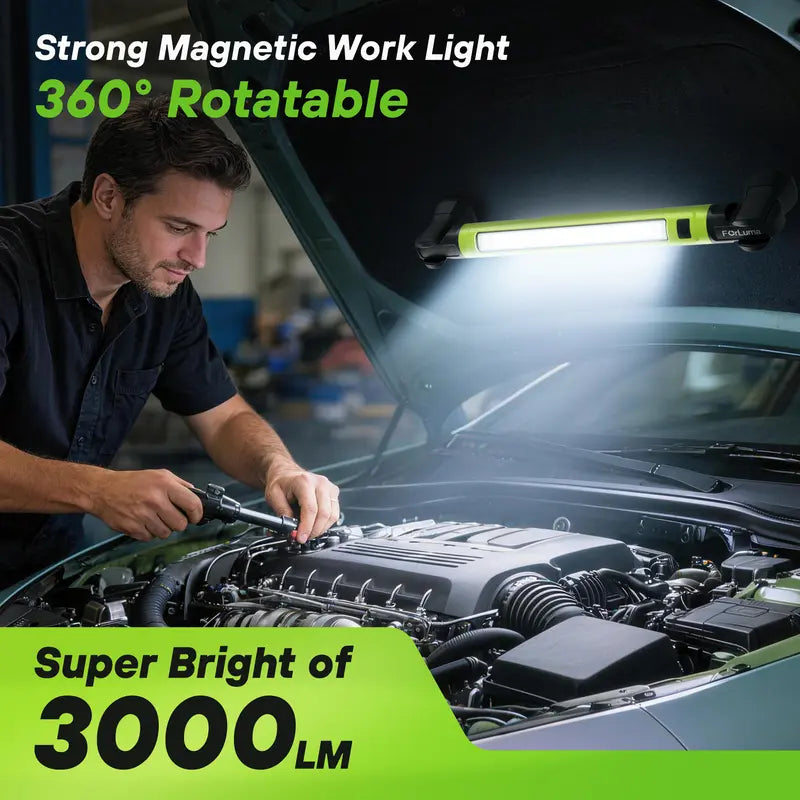 【FathersDayGift】Glowlop Under Hood Work Light Bar, 3000LM LED Magnetic Light Bar with Hooks, 5200mAh Cordless Rechargeable Hood Light-918