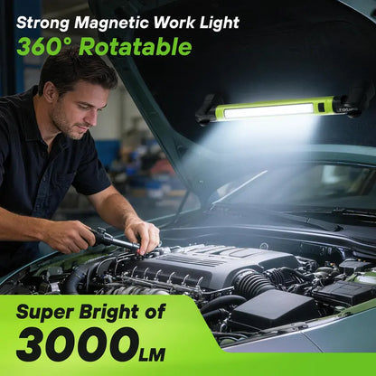 【FathersDayGift】Glowlop Under Hood Work Light Bar, 3000LM LED Magnetic Light Bar with Hooks, 5200mAh Cordless Rechargeable Hood Light-918