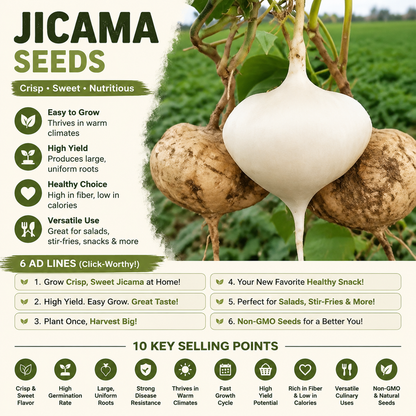 Jicama Seeds | Grow Your Own Sweet, Crisp, Refreshing Root Vegetable — Right From Your Garden-A