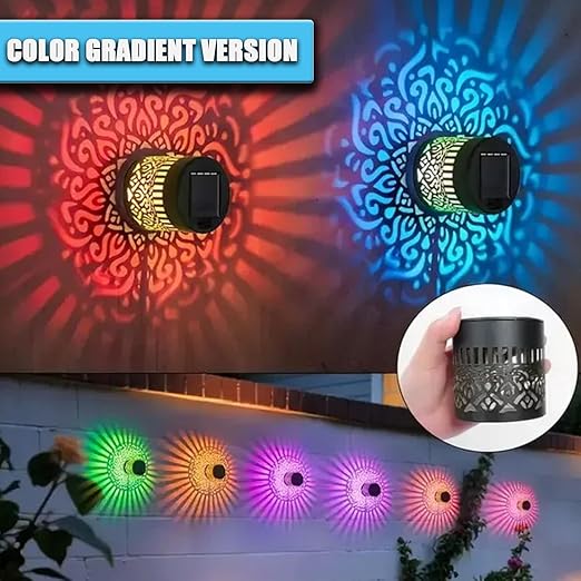 Solar Mandala Projector Wall Lights, IP65 Waterproof Metal Outdoor Fence Lights for Garden, Patio, Courtyard-918