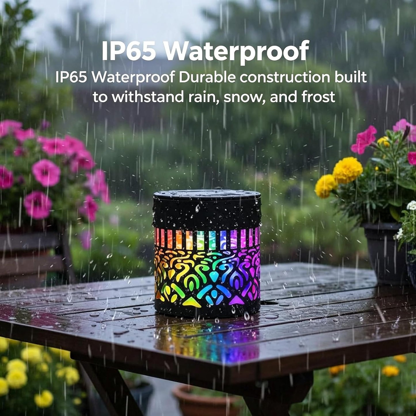 Solar Mandala Projector Wall Lights, IP65 Waterproof Metal Outdoor Fence Lights for Garden, Patio, Courtyard-918