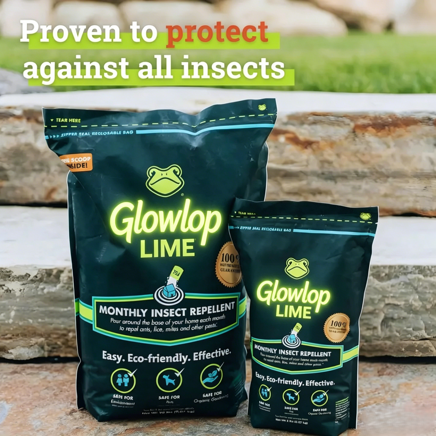 【Glowlop】Lime Insect Repellent, Multi-Purpose Pet Friendly Pest Control & Deodorizer for Home, Garden, Yard & Chicken Coop Protect Homes-A