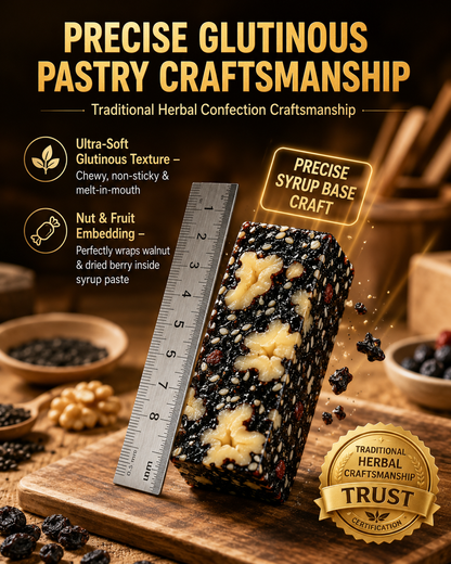 Mulberry Rehmannia & Black Goji Sesame Cake – Soft Herbal Nut Snack, Low Sugar Energy Bar-918