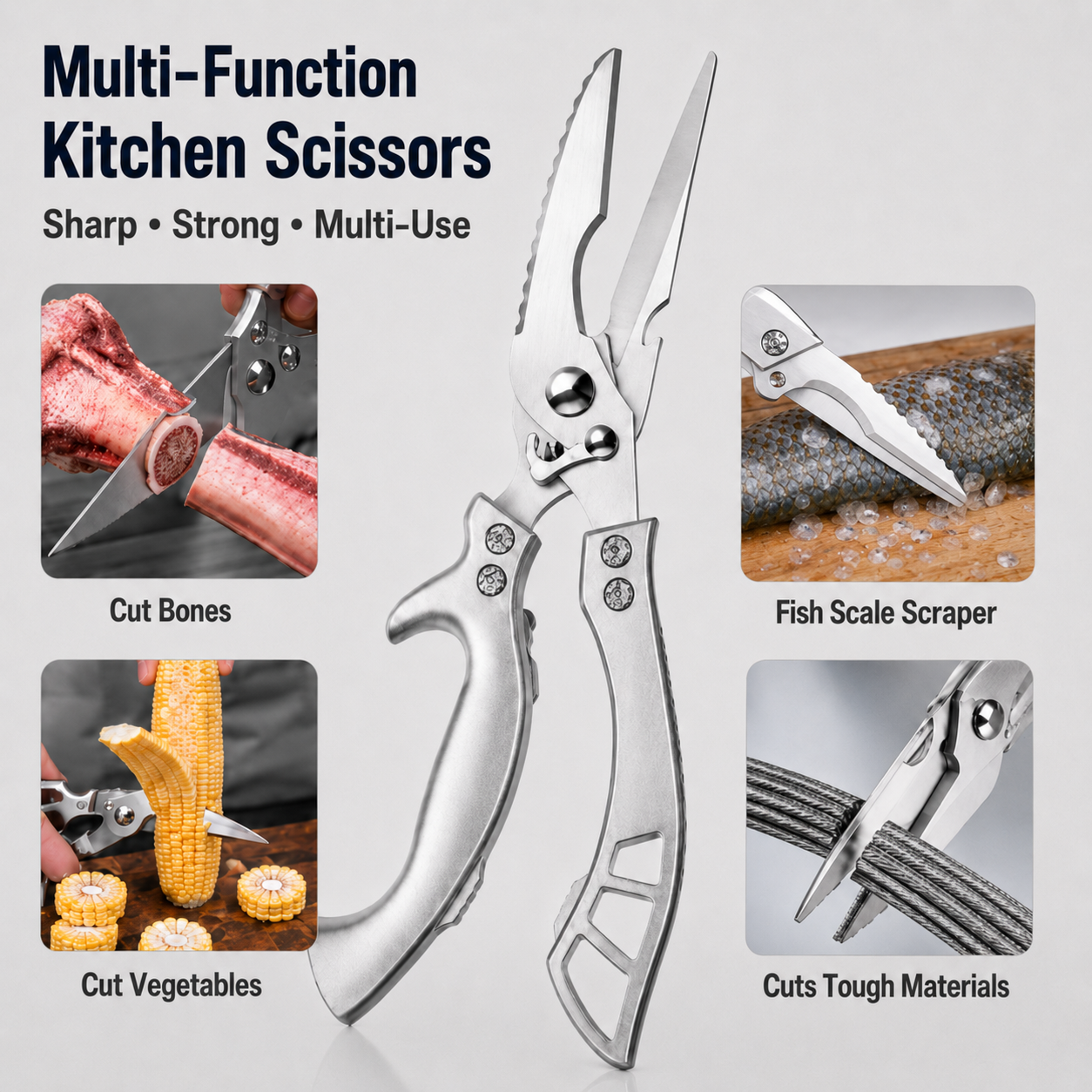 Stainless Steel Multifunction Kitchen Scissors-FD6U