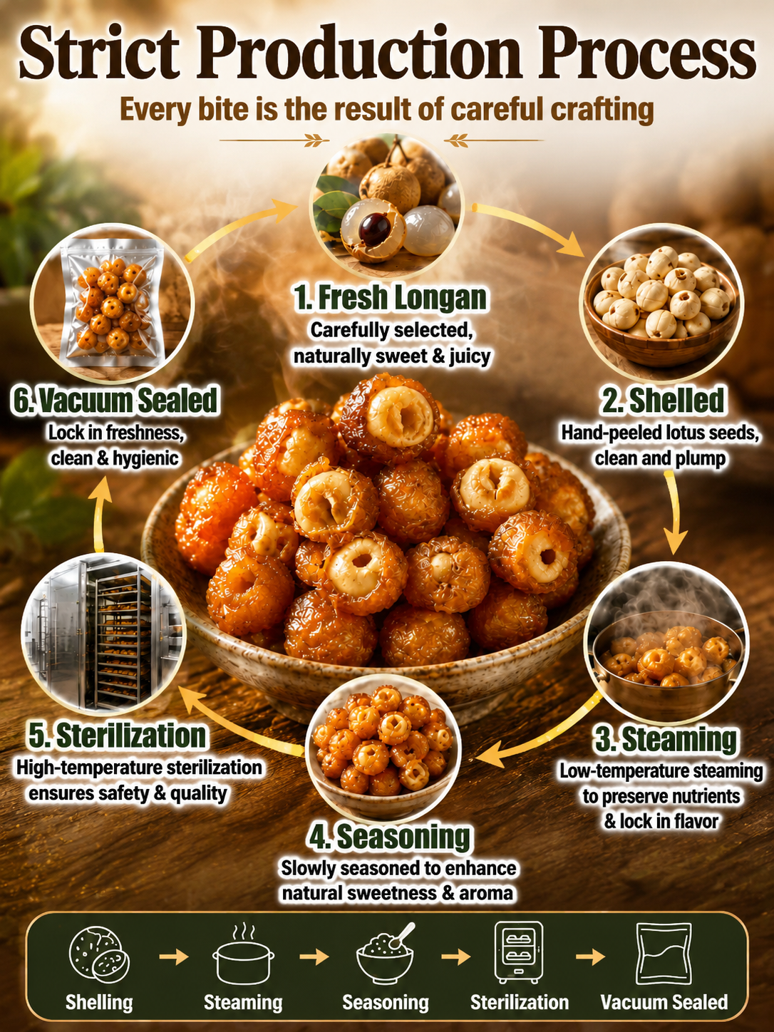 Longan Wrapped Lotus Seeds. Natural Ready-to-Eat Dried Fruit Snack for HeaIth & Relaxation-A