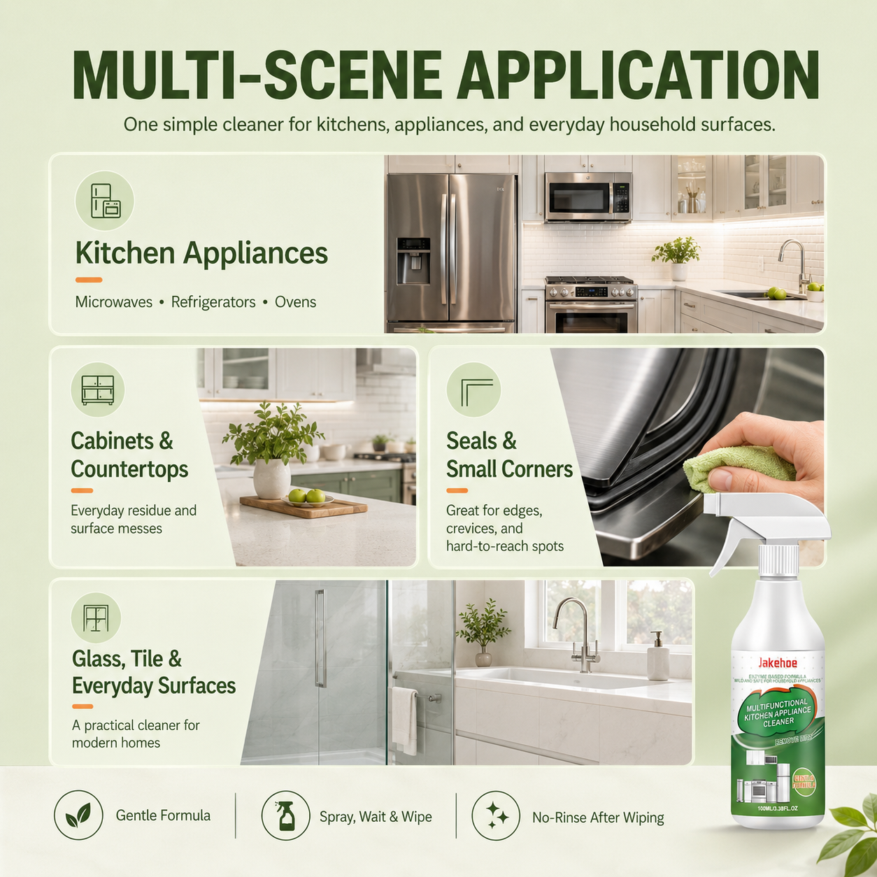 Natural Enzyme Formula Kitchen Cleaning Spray |Designed for Real Kitchen Messes — Grease, Splatter, Stains & Odors-A