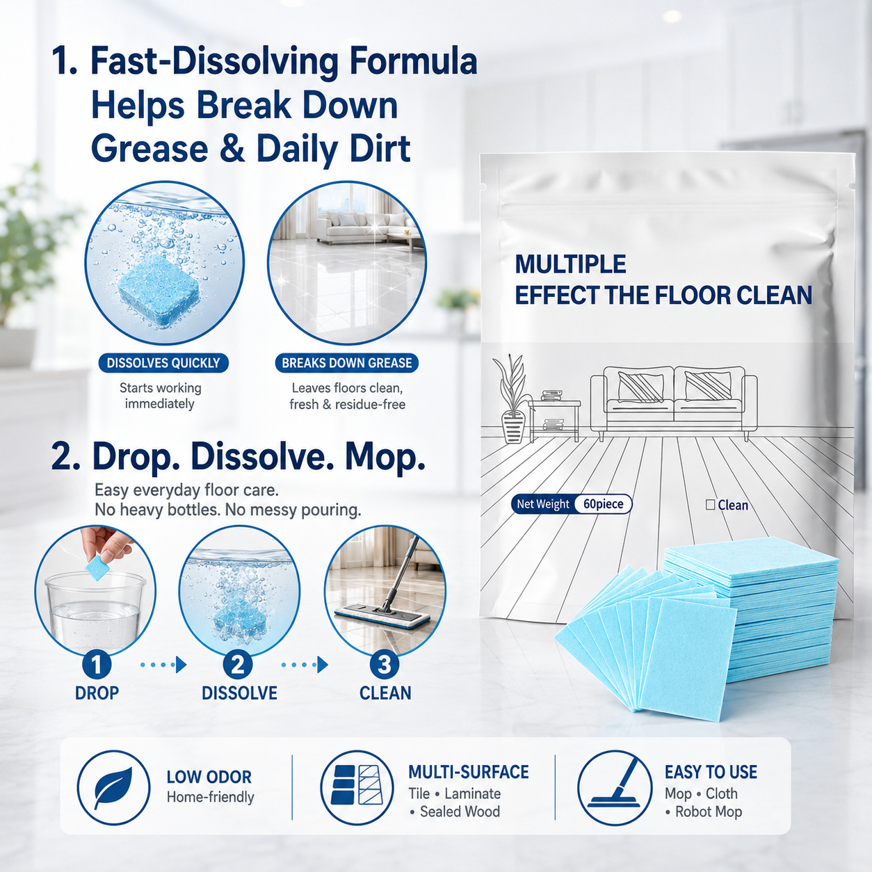 Floor Cleaning Tablets Multi ‖ Suitable for all kinds of daily household surfaces and floor cleaning-A