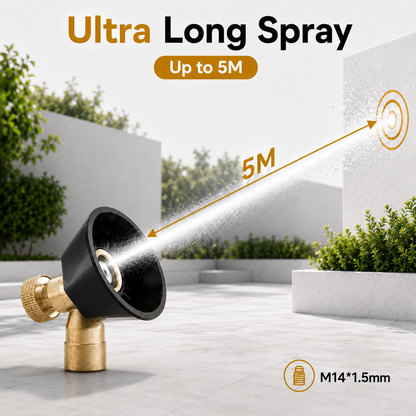 AeroJet Pro Adjustable Spray Nozzle – Ultra Long Spray Up to 5M, High-Pressure Jet & Gentle Mist-FD6U