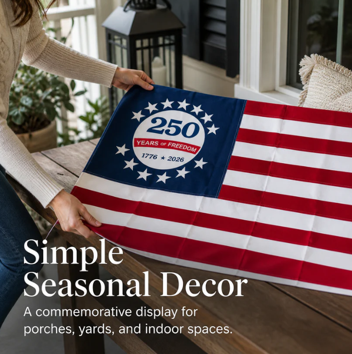 AMERICA250TH ANNIVERSARYFLAG- 1776-2026 COMMEMORATIVE DISPLAY BANNER-9SLL