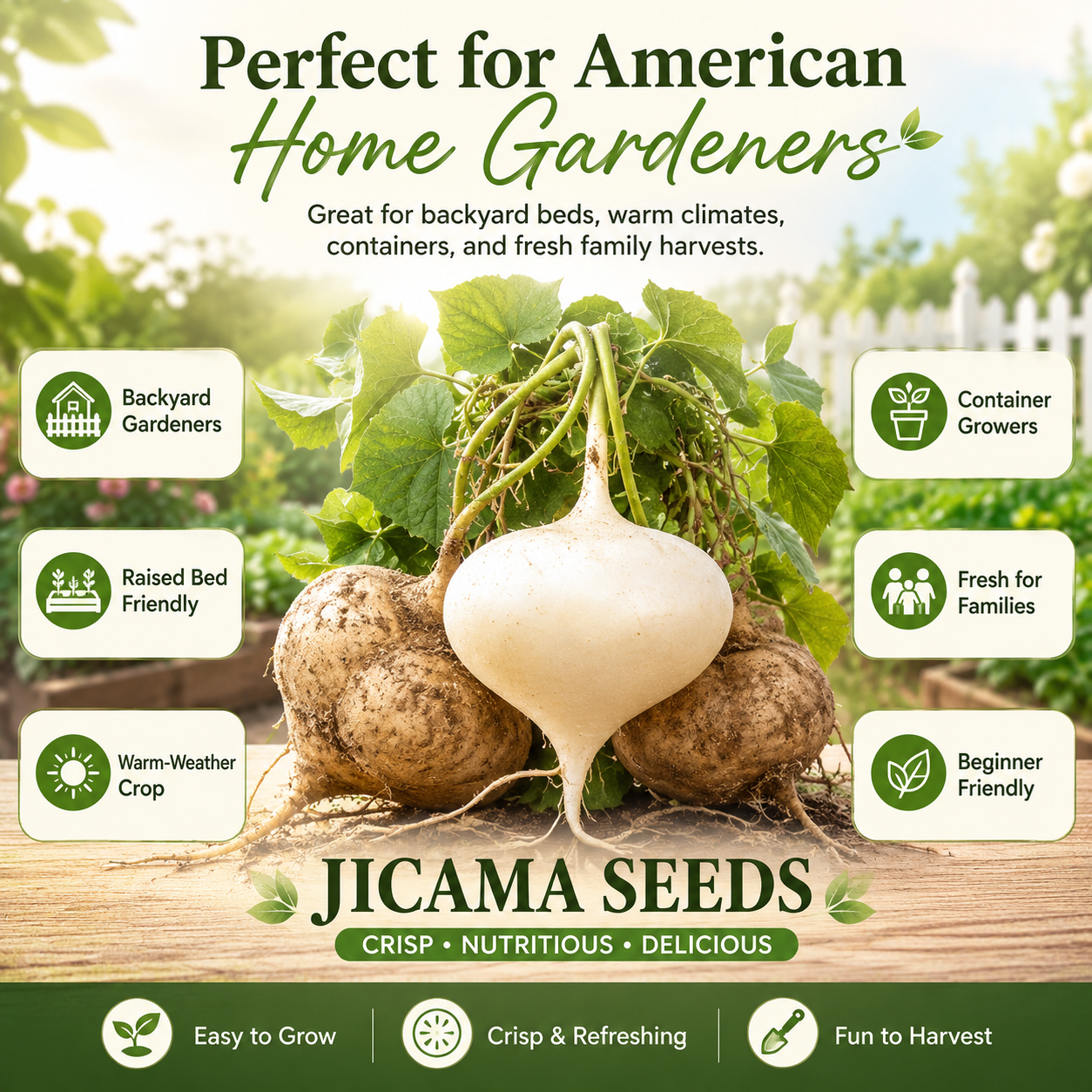 Jicama Seeds | Grow Your Own Sweet, Crisp, Refreshing Root Vegetable — Right From Your Garden-A