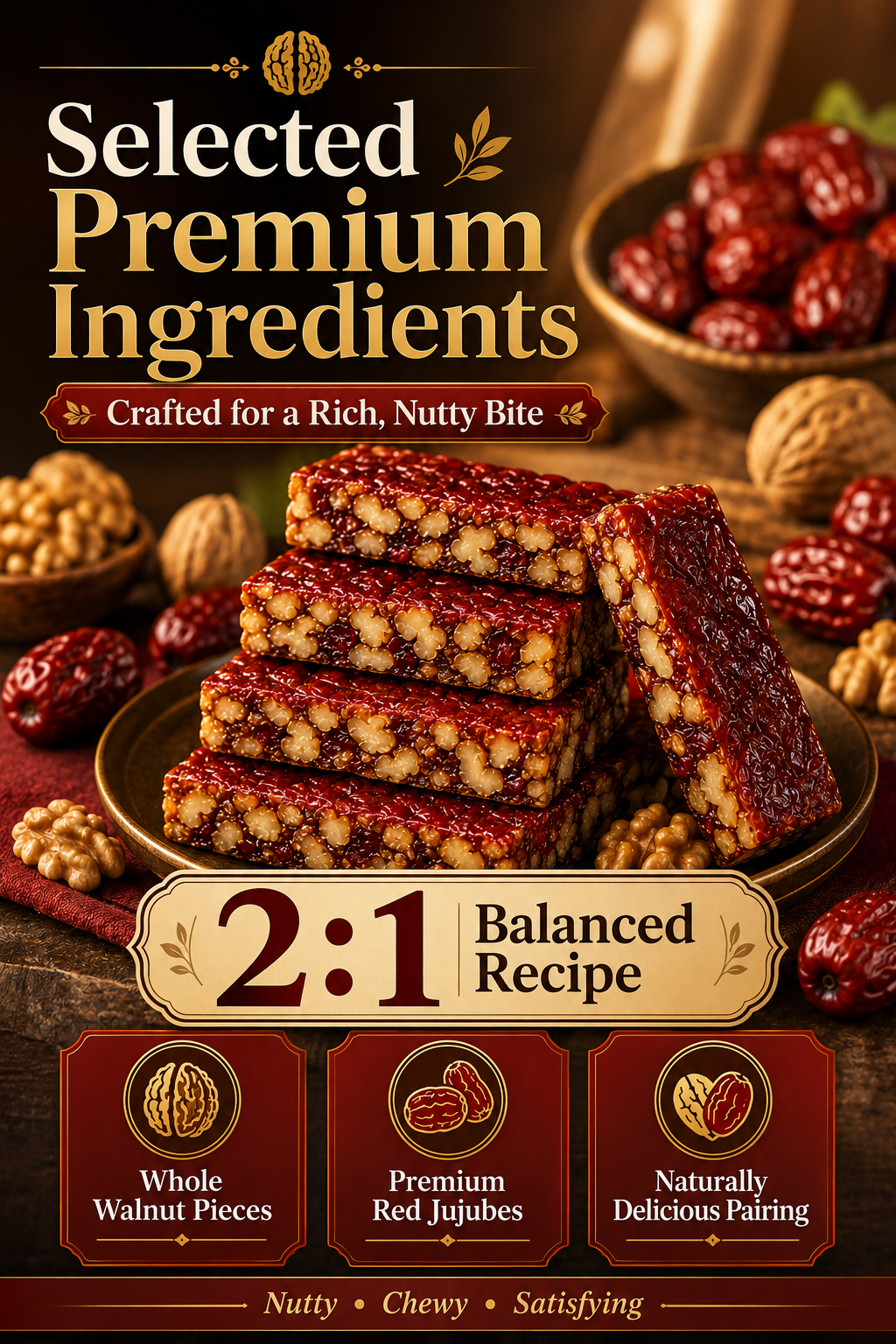 🌰✨Premium Walnut Jujube Bars ‖ Daily Energy Snack-A