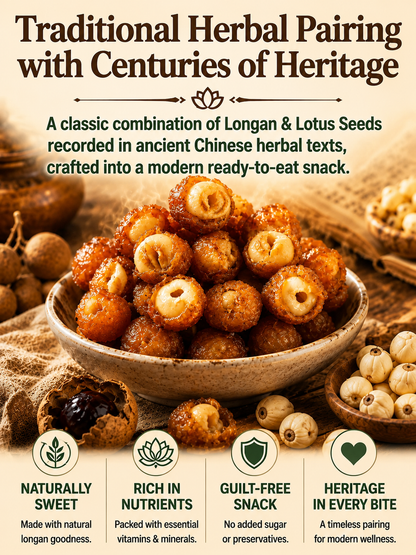 Longan Wrapped Lotus Seeds. Natural Ready-to-Eat Dried Fruit Snack for HeaIth & Relaxation-A