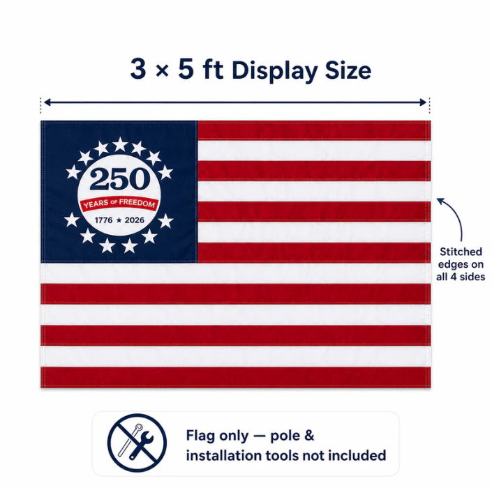 AMERICA250TH ANNIVERSARYFLAG- 1776-2026 COMMEMORATIVE DISPLAY BANNER-9SLL