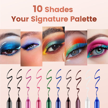 ⏳Time-Limited Special⏰12-Pack Waterproof Colored Gel Eyeliner Pencil – Metallic & Shimmer Finishes, Smudge-Proof-A
