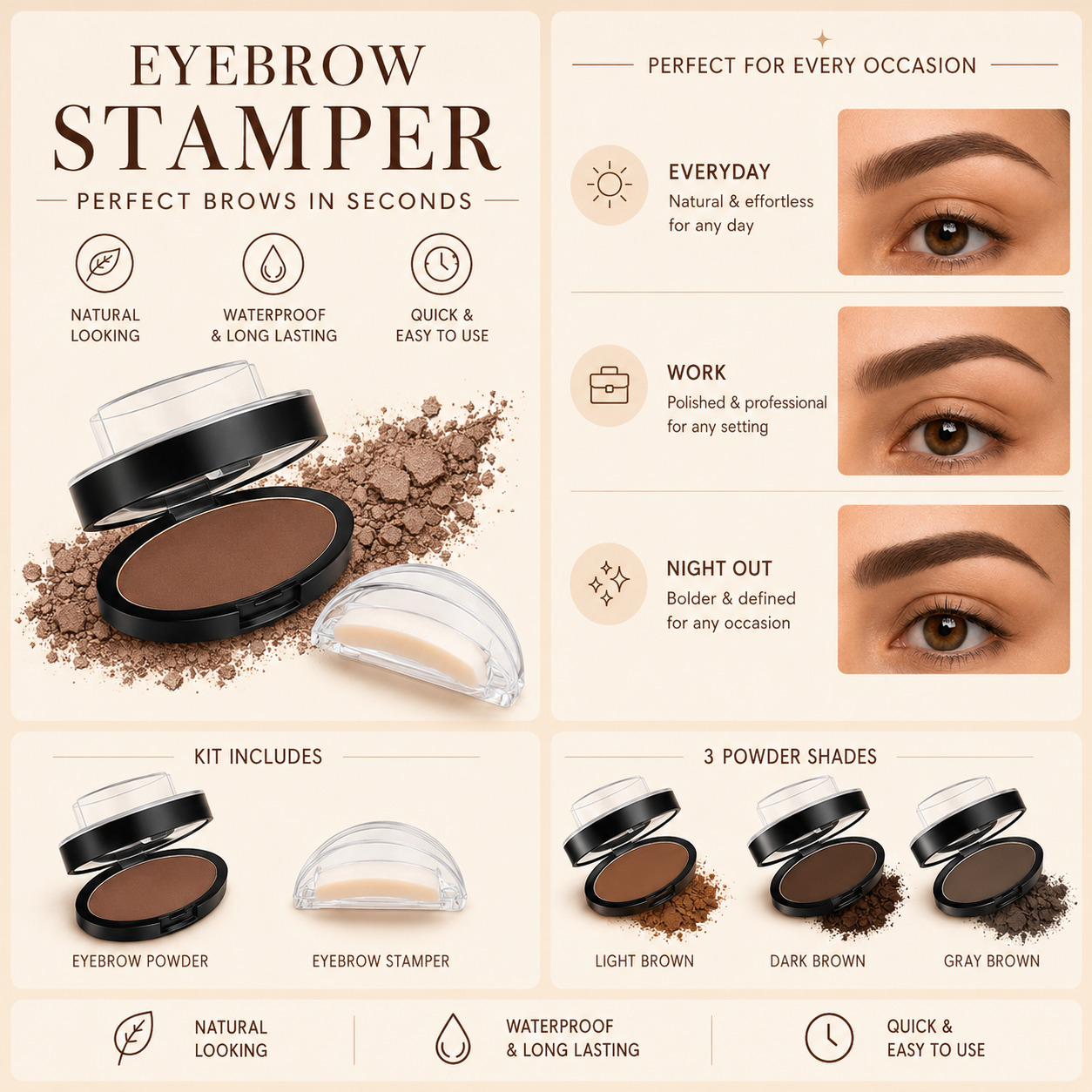 Eyebrow Stamp Kit ‖ 3-Second Natural Brows-A