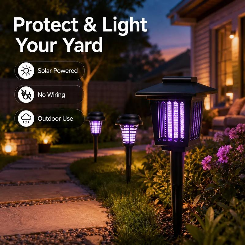 Solar Bug Zapper Garden Light ‖ Protect & Light Your Yard With No Wiring -A