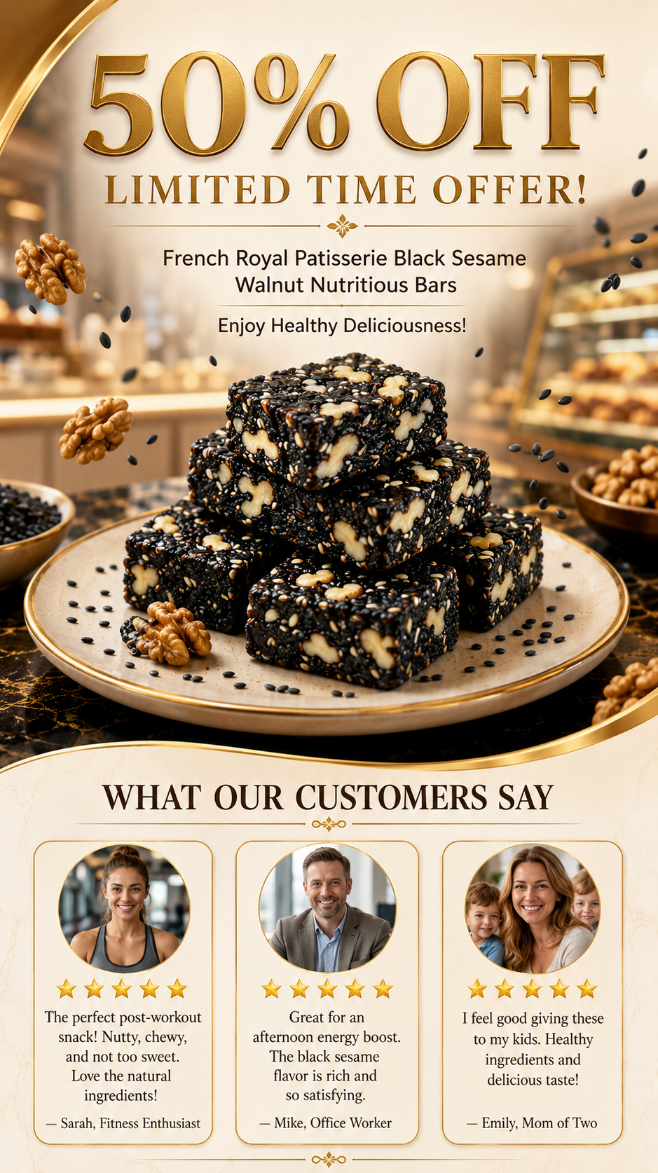 Sesame Herbal Cake ‖ Low Sugar Soft Energy Snack-A