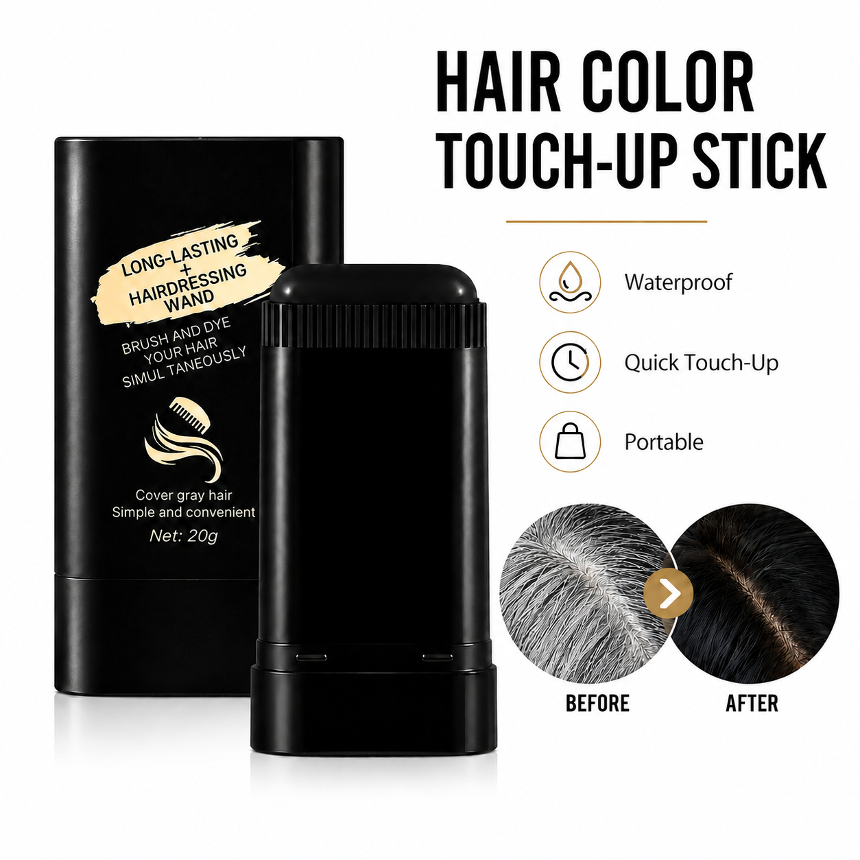Waterproof Hair Color Touch-Up Stick for Quick Root Coverage-FD6U