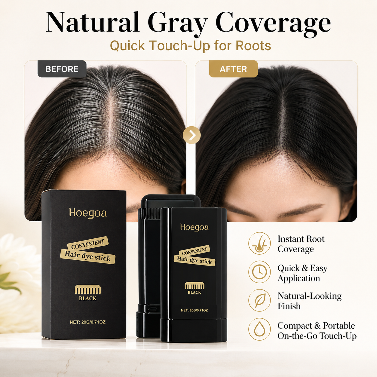 🖤 Portable Hair Dye Stick | Natural Hair Color Touch-Up & Gray Coverage-9SLL