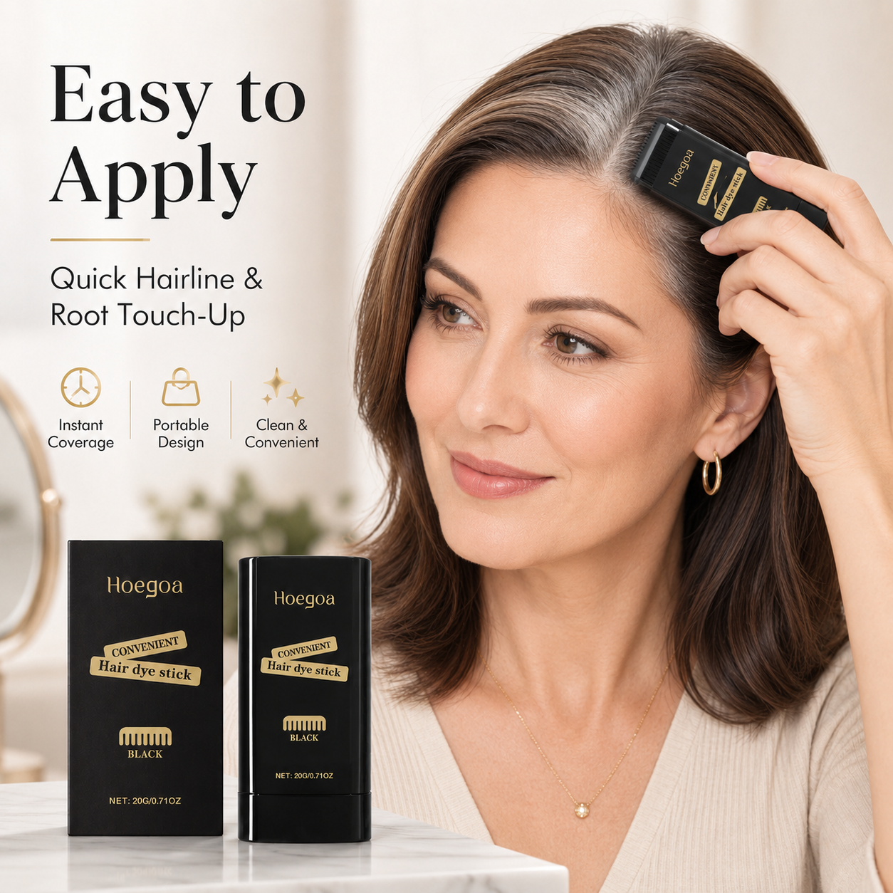 🖤 Portable Hair Dye Stick | Natural Hair Color Touch-Up & Gray Coverage-9SLL