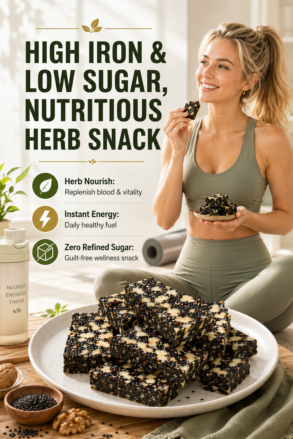 Sesame Herbal Cake ‖ Low Sugar Soft Energy Snack-A