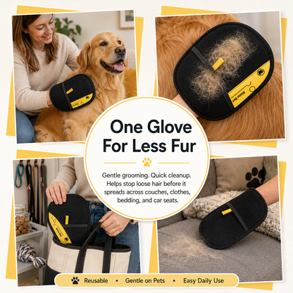 Pet Hair Removal Glove | Reusable Grooming & Fur Collecting Glove for Dogs & Cats-A
