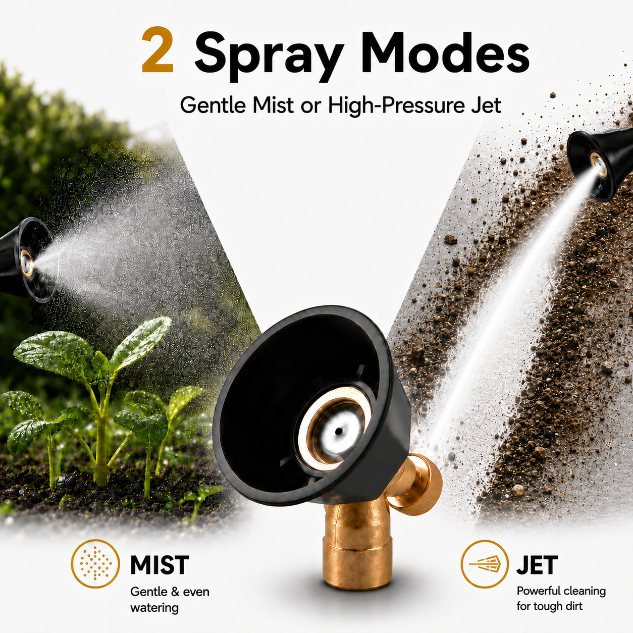 AeroJet Pro Adjustable Spray Nozzle – Ultra Long Spray Up to 5M, High-Pressure Jet & Gentle Mist-FD6U