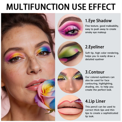 ⏳Time-Limited Special⏰12-Pack Waterproof Colored Gel Eyeliner Pencil – Metallic & Shimmer Finishes, Smudge-Proof-A