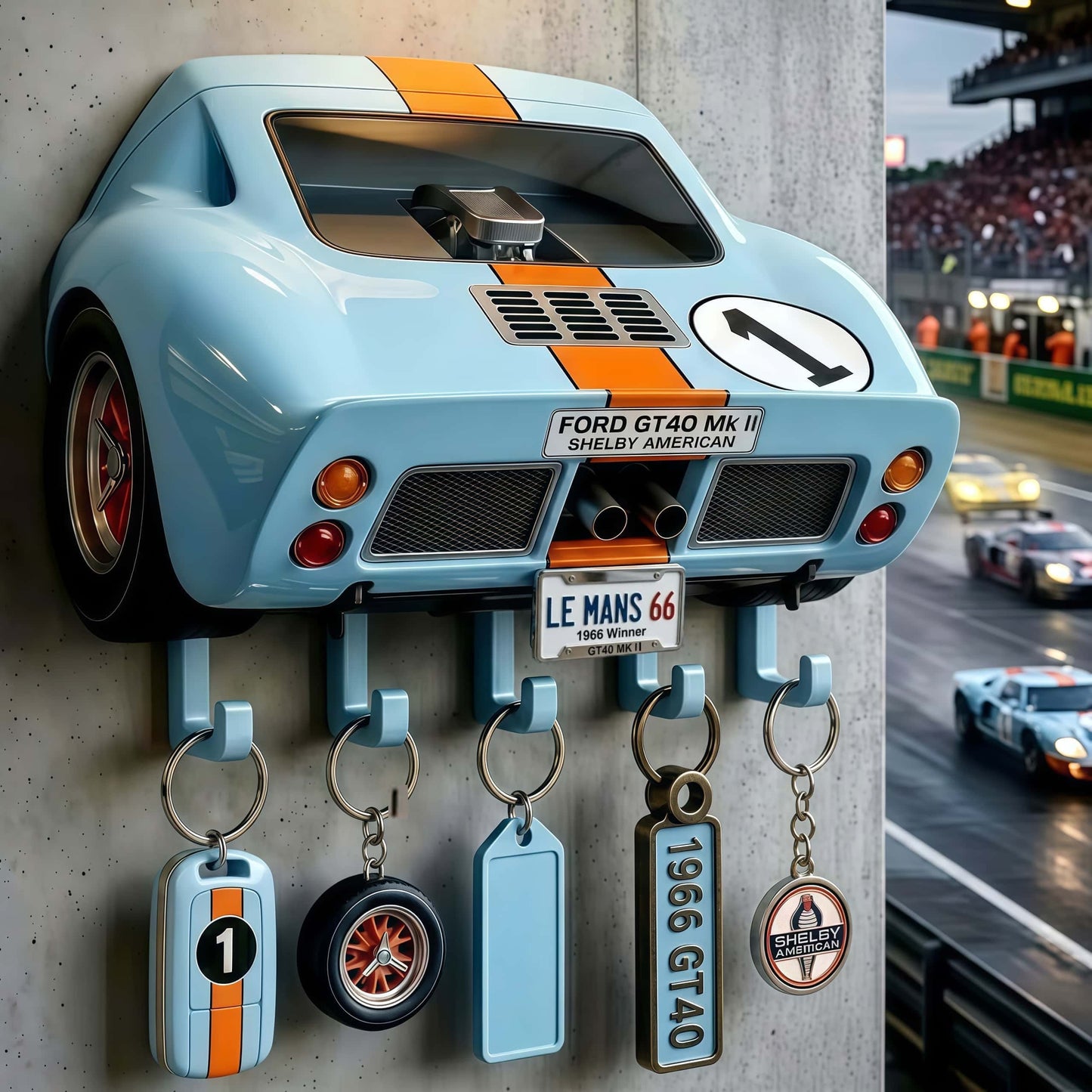 Ford GT40 Mk II Le Mans 1966 Inspired Wall Mounted Key Holder-AKS