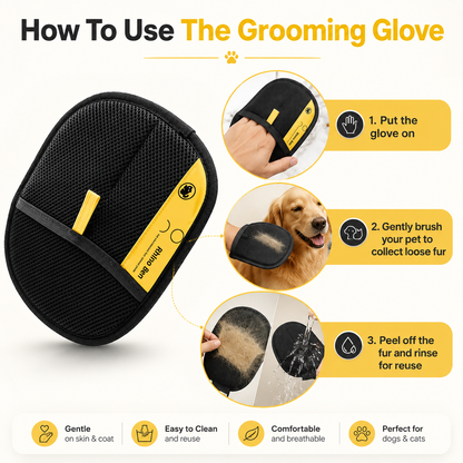 Pet Hair Removal Glove | Reusable Grooming & Fur Collecting Glove for Dogs & Cats-A