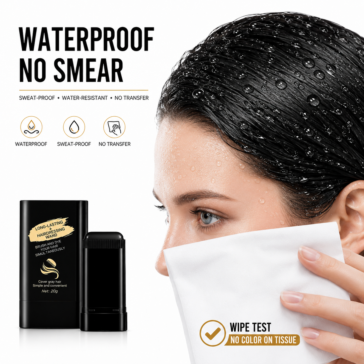 Waterproof Hair Color Touch-Up Stick for Quick Root Coverage-FD6U