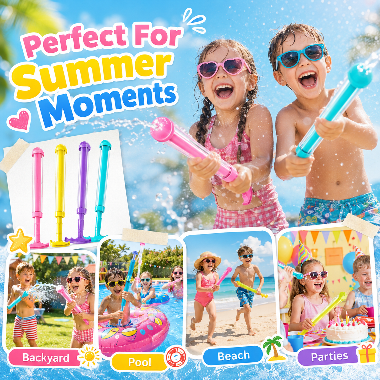 Kids Water Gun ‖ Firework-Style Splash Toy For Summer Fun-A