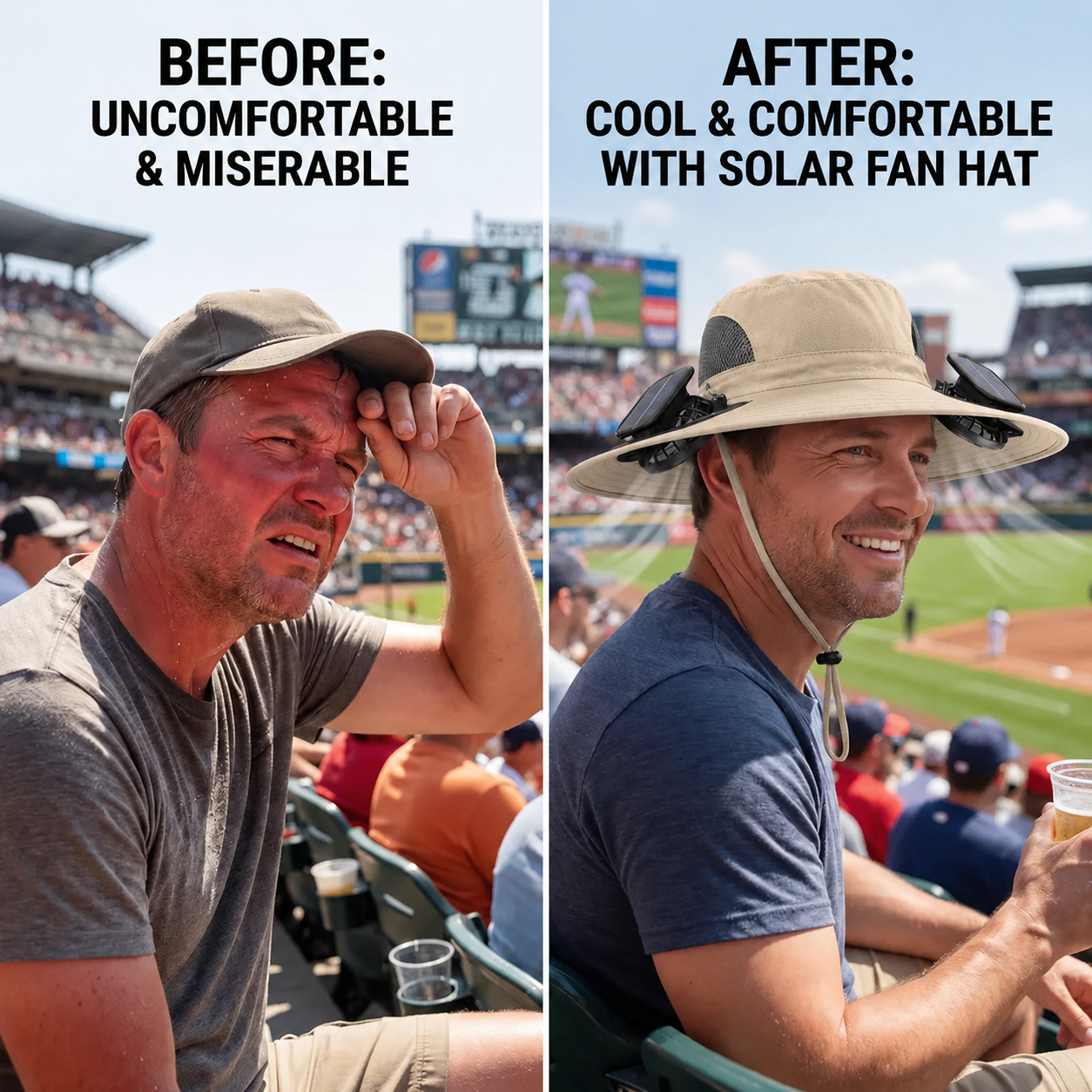 ☀️ Solar Powered Cooling Fan Hat-FD6U
