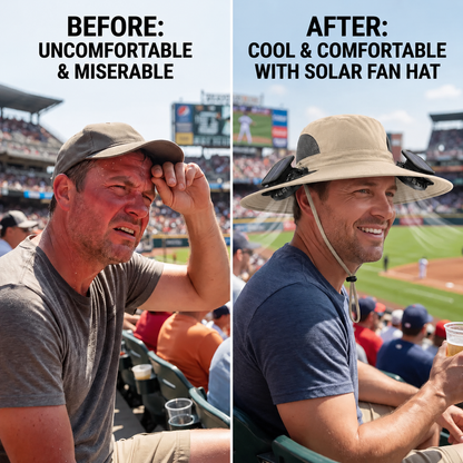 ☀️ Solar Powered Cooling Fan Hat-FD6U