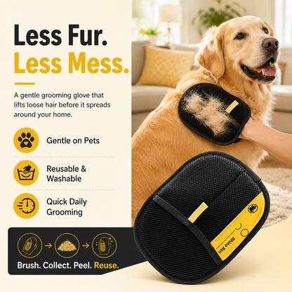 Pet Hair Removal Glove | Reusable Grooming & Fur Collecting Glove for Dogs & Cats-A