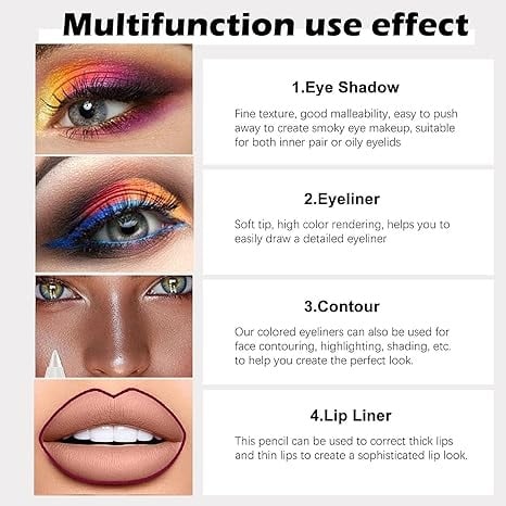 ⏳Time-Limited Special⏰12-Pack Waterproof Colored Gel Eyeliner Pencil – Metallic & Shimmer Finishes, Smudge-Proof-A