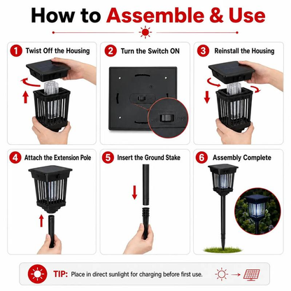 Solar Bug Zapper Garden Light ‖ Protect & Light Your Yard With No Wiring -A