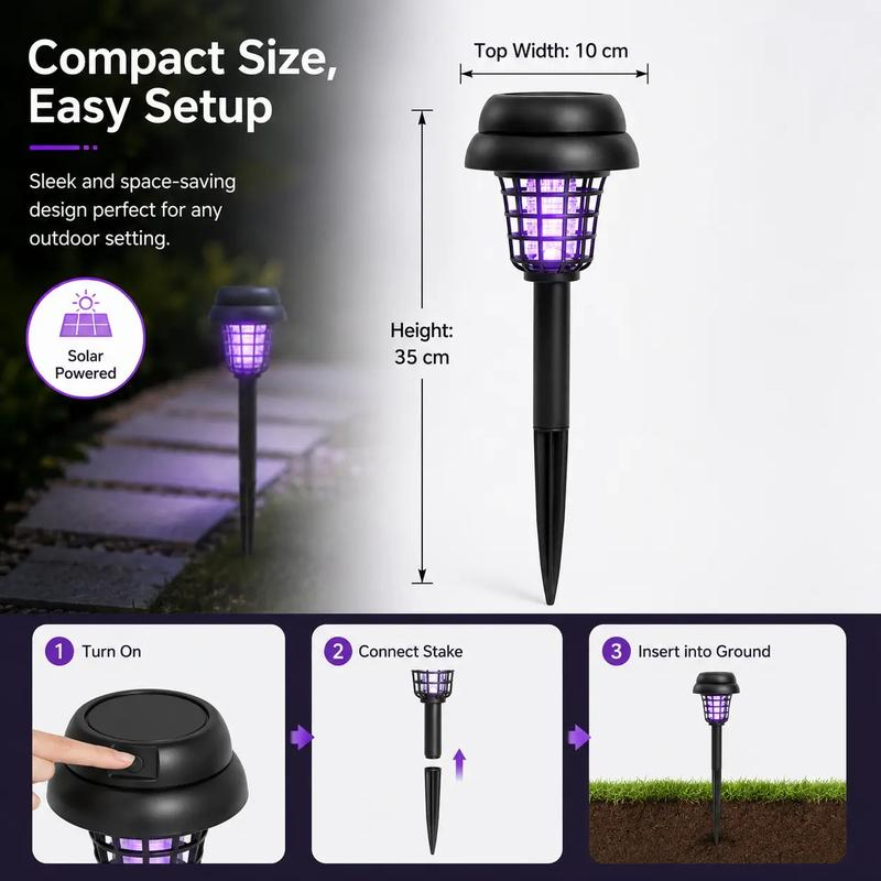 Solar Bug Zapper Garden Light ‖ Protect & Light Your Yard With No Wiring -A