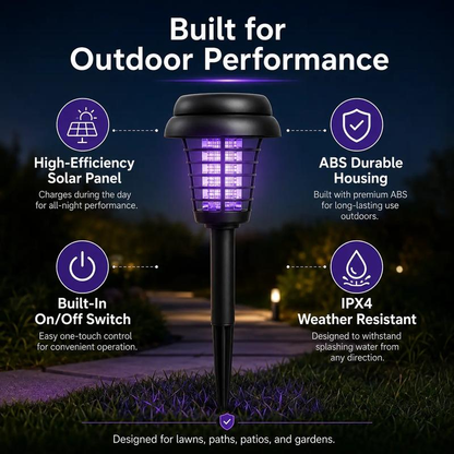 Solar Bug Zapper Garden Light ‖ Protect & Light Your Yard With No Wiring -A