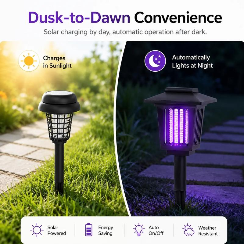 Solar Bug Zapper Garden Light ‖ Protect & Light Your Yard With No Wiring -A