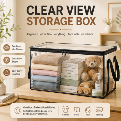 Clear Dust-Proof Storage Box for Closet, Dorm & Home Organization-A
