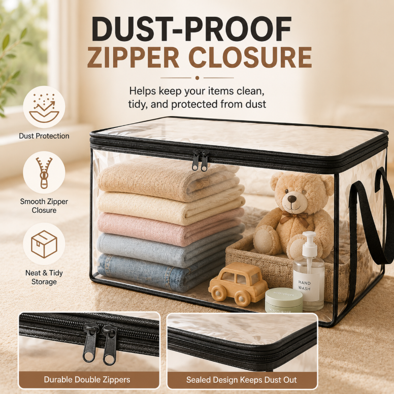 Clear Dust-Proof Storage Box for Closet, Dorm & Home Organization-A