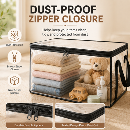 Clear Dust-Proof Storage Box for Closet, Dorm & Home Organization-A