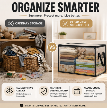 Clear Dust-Proof Storage Box for Closet, Dorm & Home Organization-A